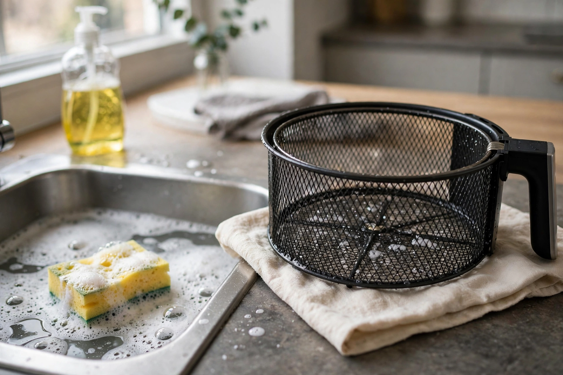 Cleaning an air fryer basket