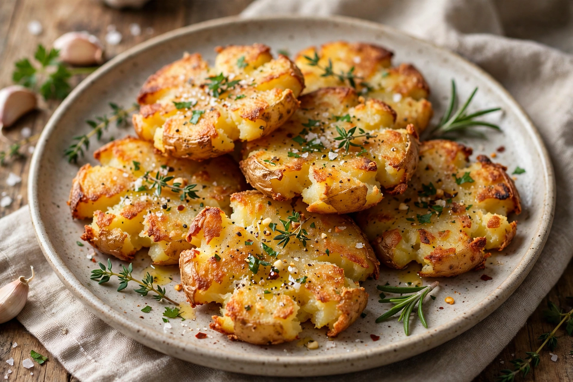 Air fryer smashed potatoes